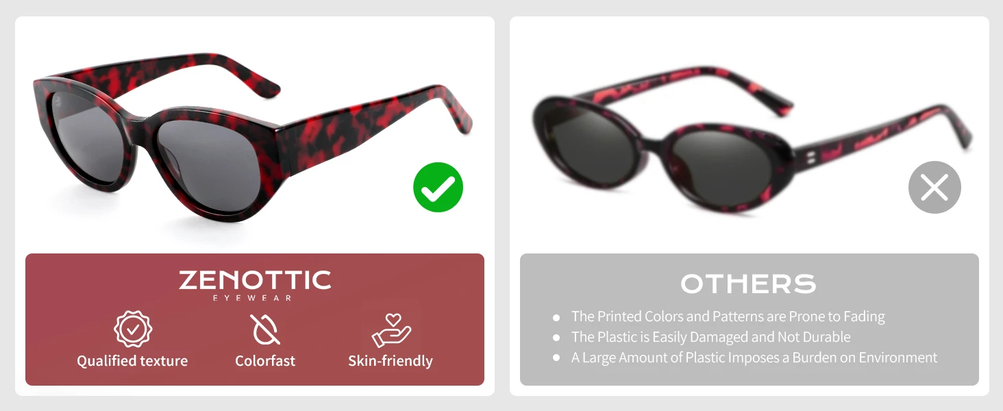 ZENOTTIC Polarisierte Sonnenbrille für Damen, trendig: Klassische Sonnenbrille für Damen mit Cateye-Rahmen – Retro-süße Sonnenbrille mit UV400-Schutz – Detail 7