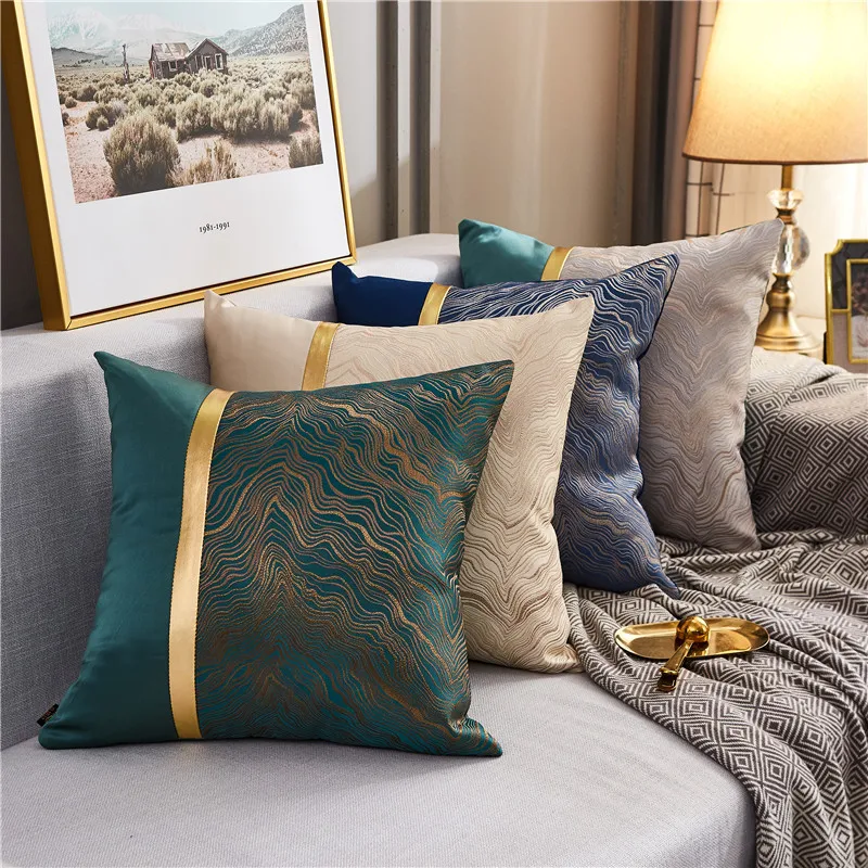 Sofa Blue Gold Throw Pillows Simple Matching Hot Gold Throw