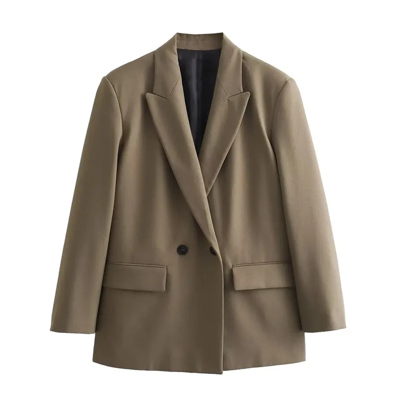 TRAF Black Oversize Blazer Women Double Breasted Office Casual Blazer Woman Elegant Womens Jackets Long Sleeve Autumn Jacket