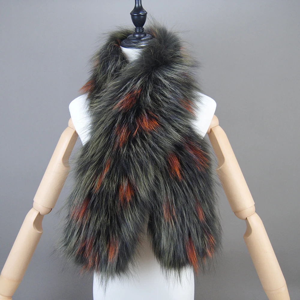 Women Real Fox Fur Scarf Fashion Lady Winter Warm Soft Knitted Real Fox Fur Neckerchief Quality Natural Ring Scarves