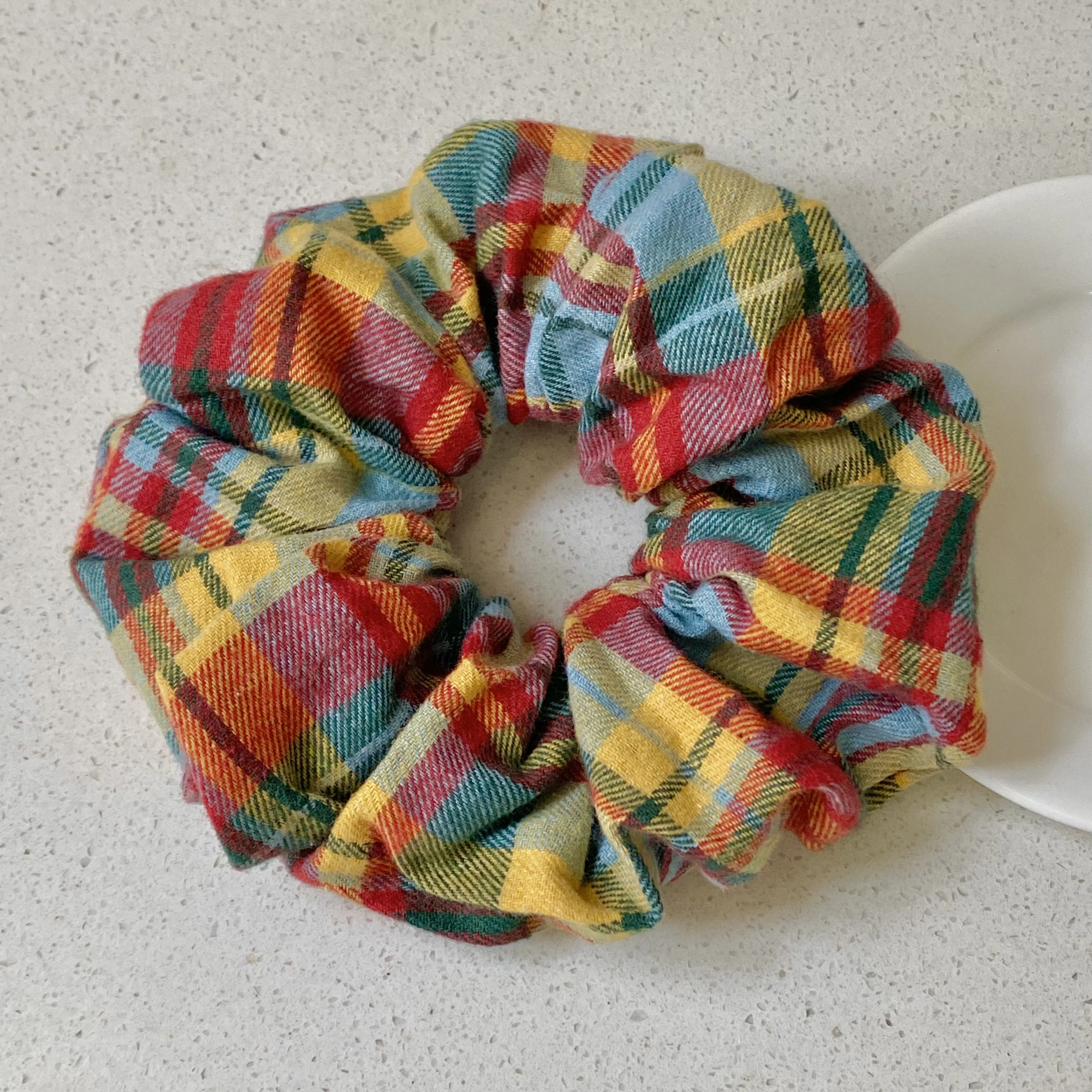 1PC  Colorful Plaid Scrunchies Set, Stylish Hair Accessories For Women, Cute Hair Ties For Daily And Party Wear