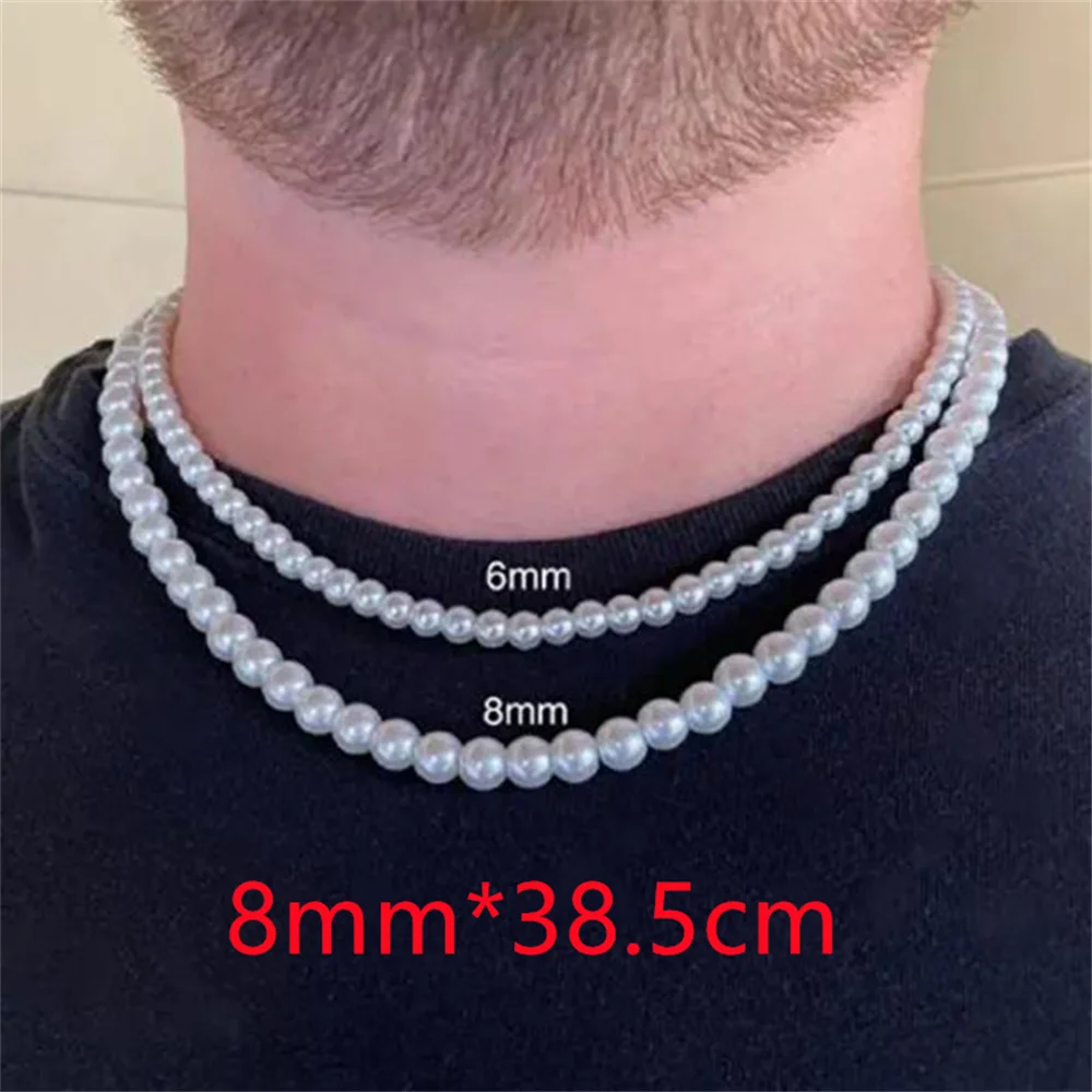 Collana Di Perle Bianche Girocollo - Unisex, Semplice Ed Elegante - Lunghezza 50 Cm - Regalo Universale - 5