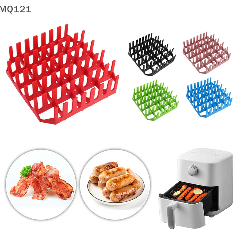 1 Pcs Silicone Air Fryer Tray Frying Cage Mold Basket Pot Reusable Hot Dog Bacon Cake Rack Home Party Baking Accessories
