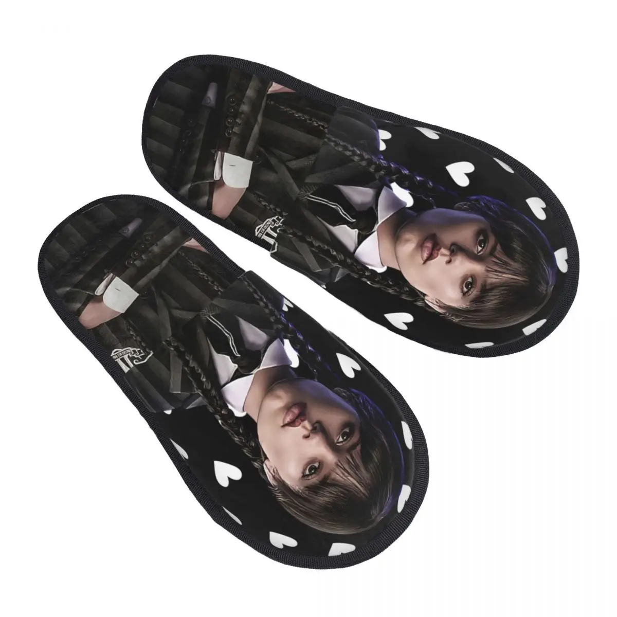 

Wednesday Addams TV Series Guest Slippers for Hotel Women Custom Print Horror Movie House Slipper