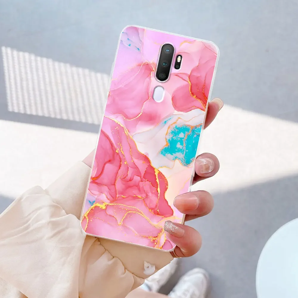 Topme Custodia per Telefono per OPPO A9 2020 / OPPO A5 2020 (6.5 Inches), Cover per Cellulare con Motivo Verniciato Trasparente in Morbido Silicone TPU - Fiori 5