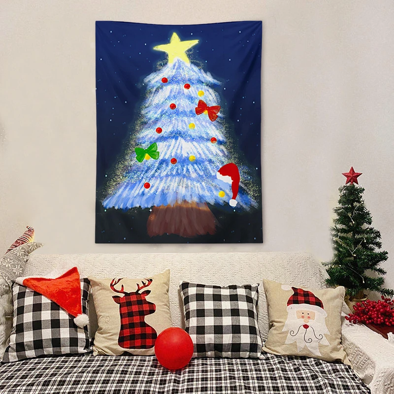 Tapestry Decor Wall Hanging Tapestries Christmas Background Cloth Santa Claus Wall Poster tapestry decor