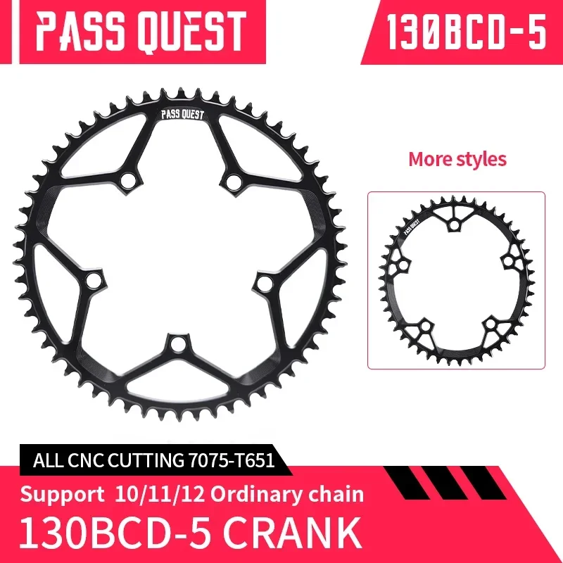 

PASS QUEST 130BCD 5 Claw Round /OVAL Bicycle Chainring Road Bike Chain Wheel 40T -58T for Sram Support 10-12 Ordinary Chain