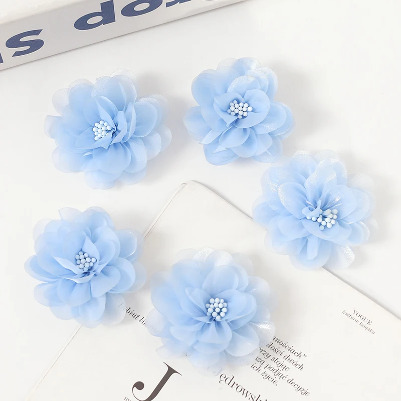 2/5Pcs 6CM Chiffon Stoff Künstliche Blume Für Home Zimmer Hochzeit Einladung Künstliche Blumen Für Kleid Dekoration zubehör – Detail 12