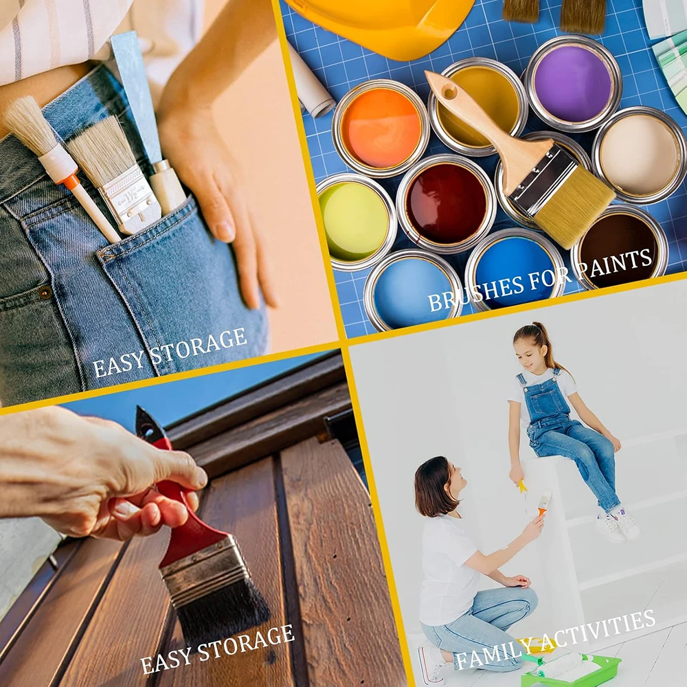 5Pcs Paint Brush Set Furniture Handle Wall Painting Soft Hair Wooden Handle