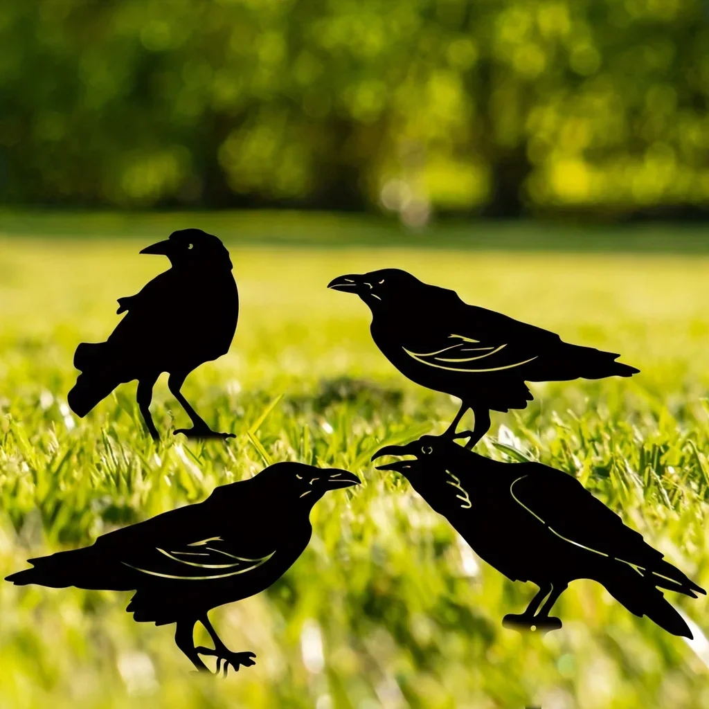 

metal iron Black Crow Cute Metal Birds Garden Decor Statues Decorative Garden Stakes Yard,Garden,Lawn Decorations Garden Party