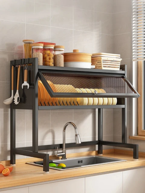 Kitchen Sink Shelving Bowl Rack, Metal Over The Sink Dish Rack with Utensil Holder  Dish Drainers for Kitchen Counter, Organizer - AliExpress