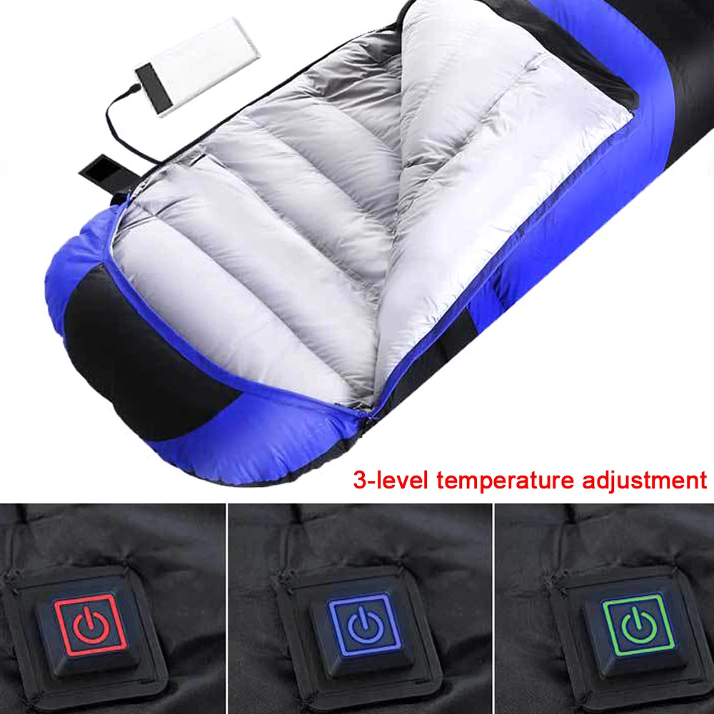 大人用の加熱寝袋,キャンプやハイキング用の3レベルの温度を備えたUSB