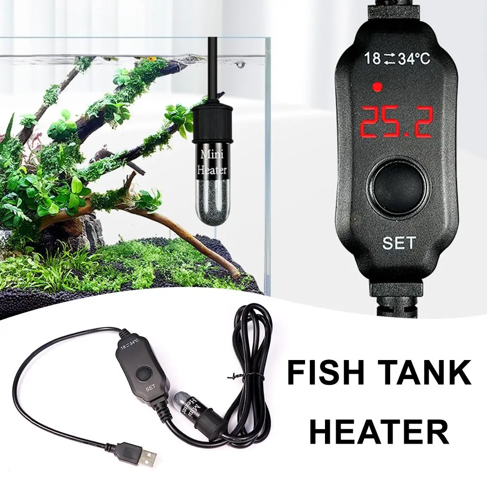 

Mini Aquarium Fish Tank Heater USB Heating Rod Submersible Thermostat Heater Digital LED Electricheating Rods For Fish Turt E6B7