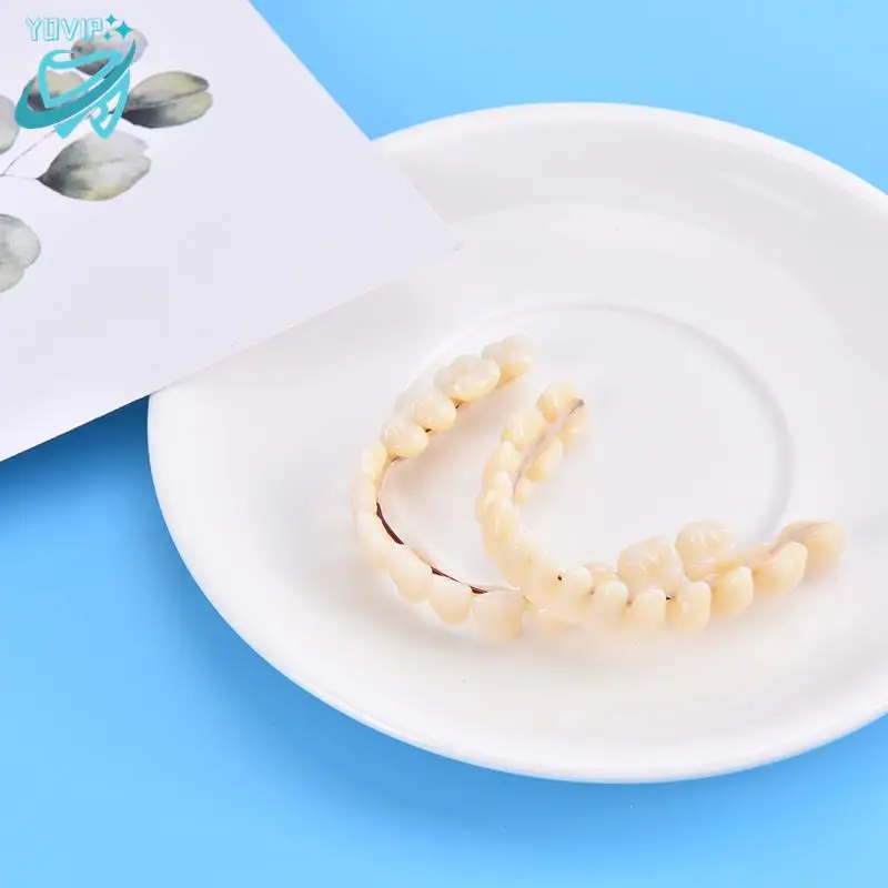 28pcs Resin False Teeth Whitening Dentures Temporary Fake Tooth Upper Lower Removable Dental Veneers