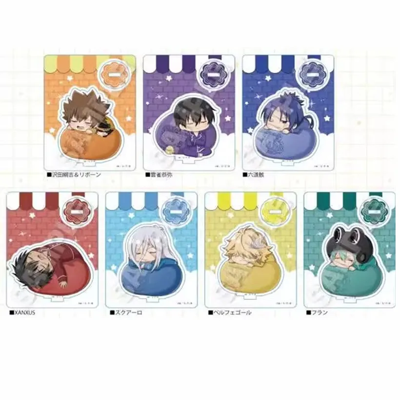 

Game HITMAN REBORN! Anime Rokudou Mukuro Sawada Hibari Kyouya Acrylic Stand Doll Mini Figure Model Plate Cosplay Toy for Gift