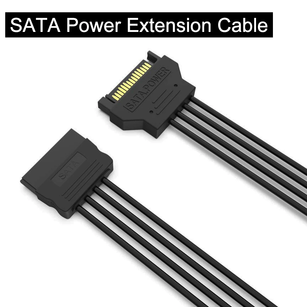 3Pcs 15Pin SATA Power Extension Cable Sata Male to Female Power Adapter