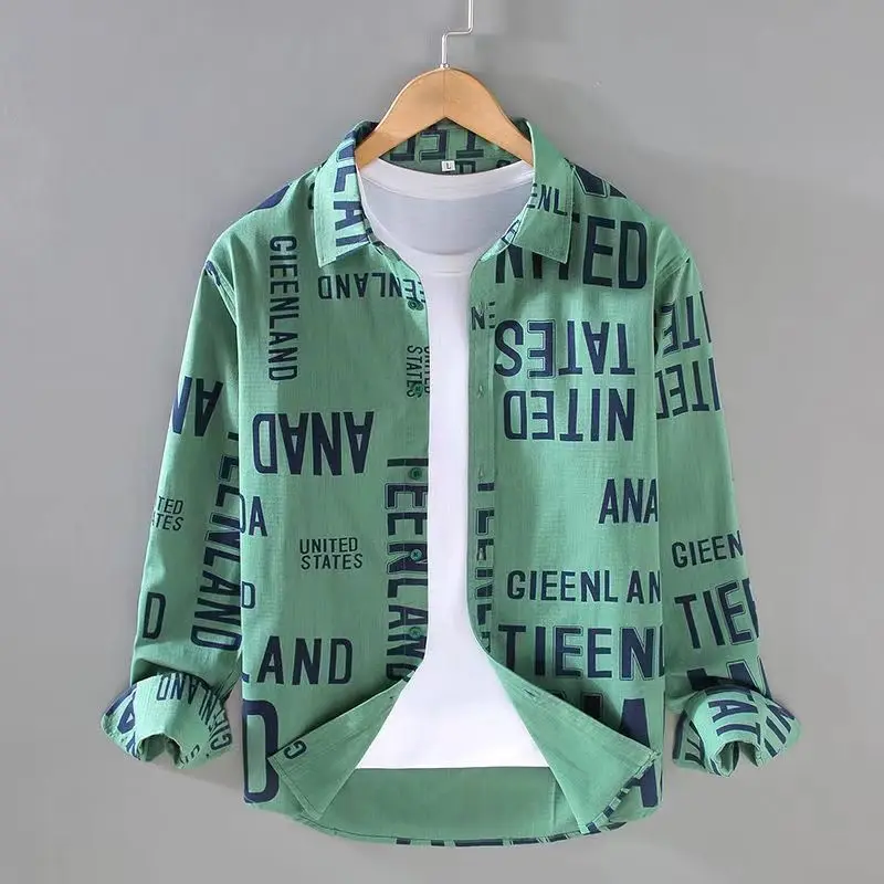 

Spring and Autumn Top-grade Blouse Loose Men's Blouse Thin Style Outside with Men Shirt College Style