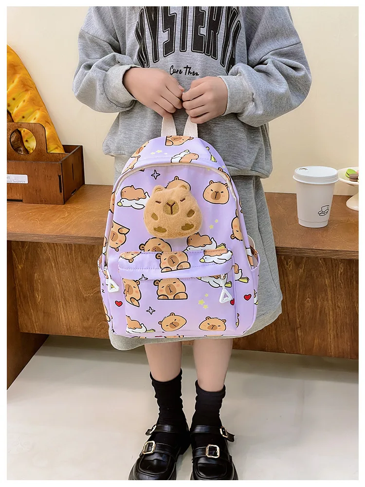 Cute Cartoon Capybara Backpack Plush Large Capacity School Bags Simple Pattern Book Bag Kawaii GirlSchool Backpack Mochila Mujer