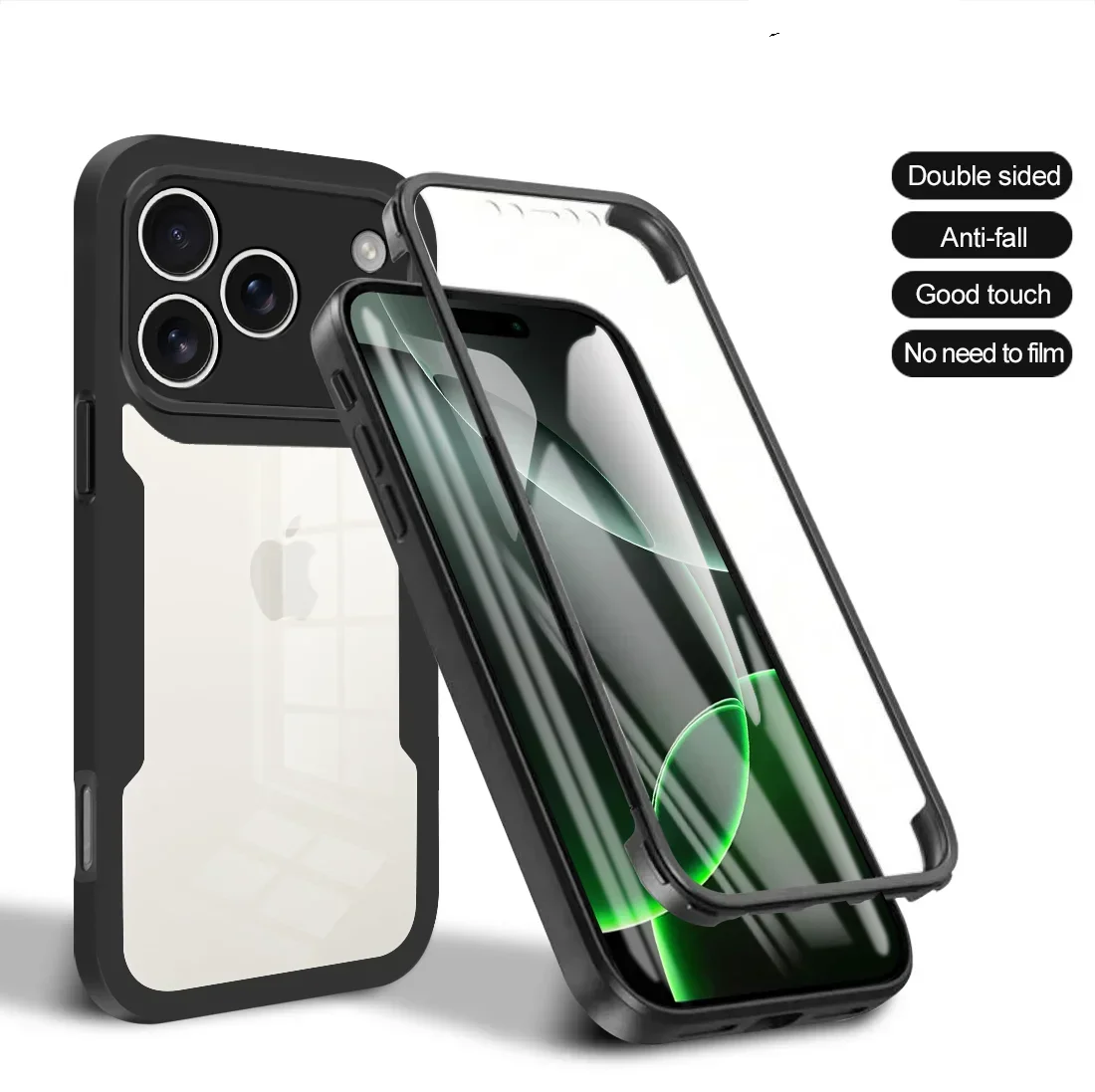 Custodia Trasparente a Protezione Completa 360 per iPhone 17 16 15 Pro Max 14 12 13 11 Pro Max con Bumper Morbido per Schermo Frontale