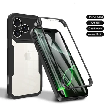 Custodia Trasparente a Protezione Completa 360 per iPhone 17 16 15 Pro Max 14 12 13 11 Pro Max con Bumper Morbido per Schermo Frontale