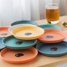 8Pcs Eco-Friendly Biodegradable Unbreakable Dinner Plates Set Wheat Straw Restaurant Specialty Saucer Plastic For Picnic Dishes