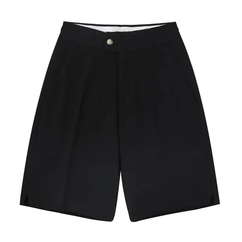 Summer Suit Shorts Men Fashion Business Dress Shorts Men Streetwear Loose British Style Suit Shorts Men Black Formal Shorts