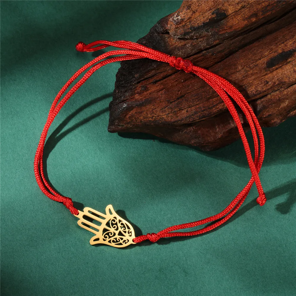 Skyrim-Bracelets main de Fatima pour femme, amulette Hamsa, bracelet en or, acier inoxydable, cadeau bijoux porte-bonheur islamique, document à la main, 2024