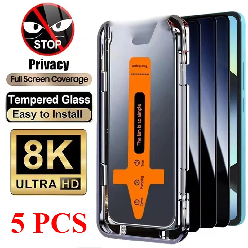 2-5 Unidades de Cristal Templado Antipolvo y de Privacidad para Samsung A17 A27 A37 A57 A16 A36 A56 A15 A35 A55 A14 A34 A54 S26, Protector de Pantalla con Pegamento