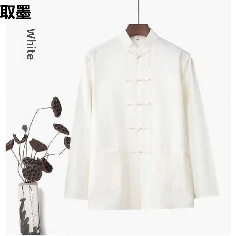 Hanfu Top Long Sleeve Cotton Traditional Chinese Men's Clothing Middle-Aged And Elderly Men's Wardrobe Ancient Style chinese men hanfu top