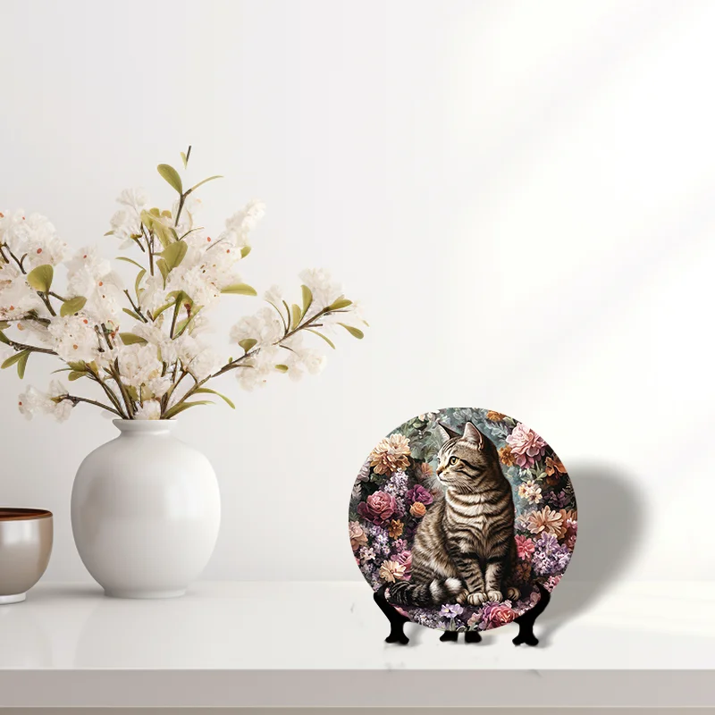 Tiger Cat Pet Ornament-Circular Aluminum Decorative Painting Perfect Christmas and Halloween Gifts