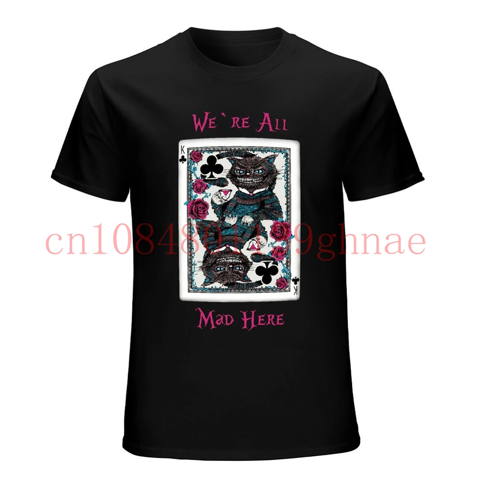 

Черная футболка cat cheshire we are all mad here card in the land of m Restyle