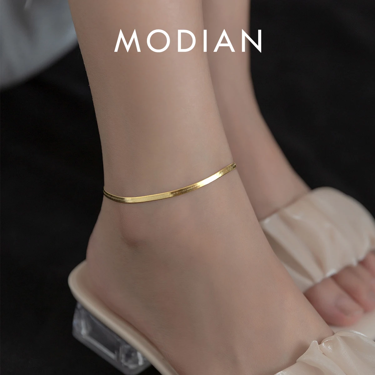 Modian 발 보석 구두 여성을위한 간단한 뱀 절묘한 팔찌 여성을위한 진짜  A..