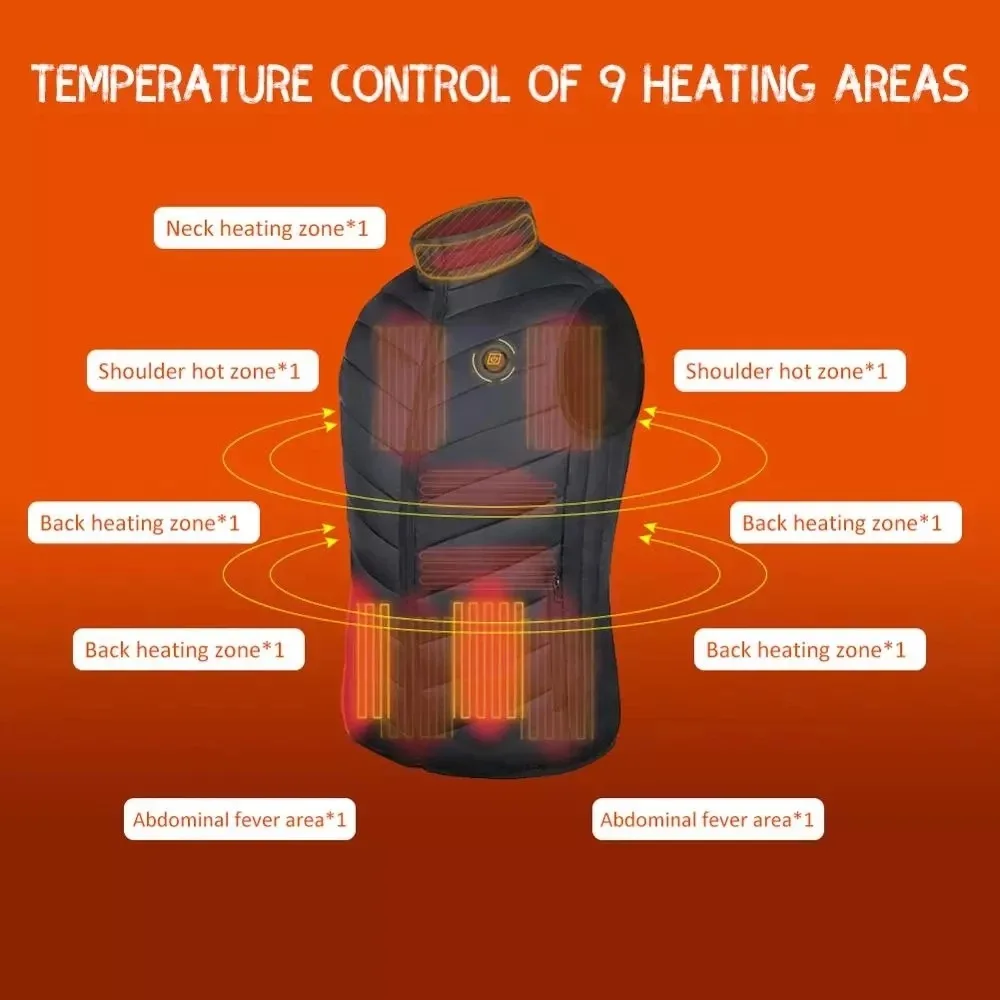 Heated Jacket Hiking Vest Hunting Vest Heated Vest Men Women USB Heated Jacket Heating Vest Thermal Clothing Hunting Winter Universal Heating Jacket S-6XL