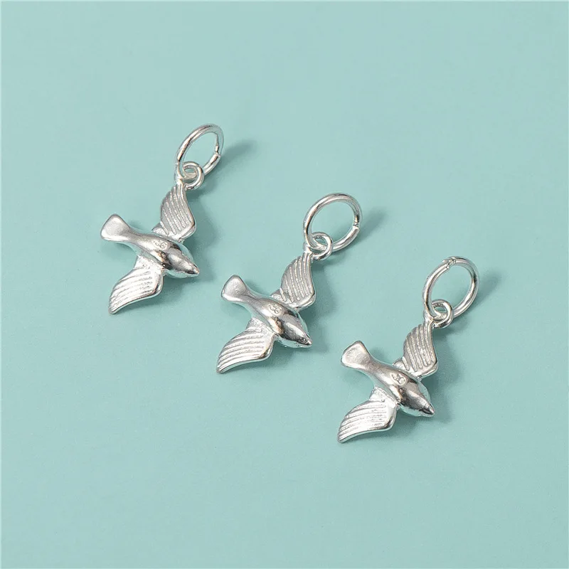 925 Sterling Thai Silver Fashion Animal Swallow Charm Pendant Handmade DIY Accessories Jewelry