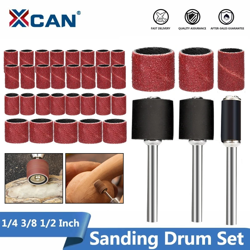 XCAN Abrasive Disc 1/4 3/8 1/2 Inch Sanding Drum Set With Sanding