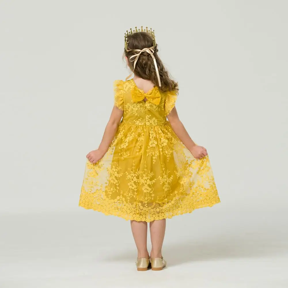 Baby Girl Floral Lace Mesh Princess Tutu Dress Children Hollow Out Wedding Christening Gown Dress For Kids Party Wear Vestidos