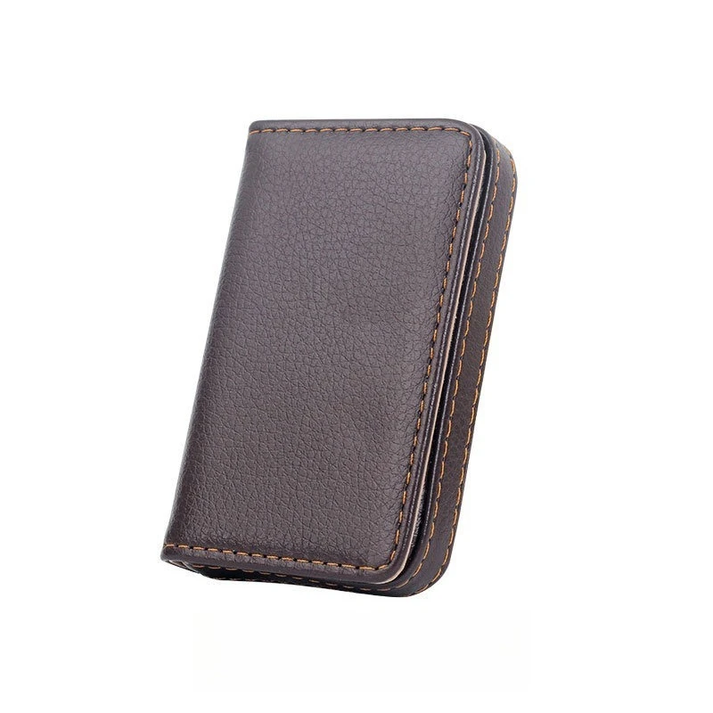 Stitching PU Leather Credit Card Holder Female Business Card Holder Magnetic Sealed Wallet Convenient Practical for Going Out