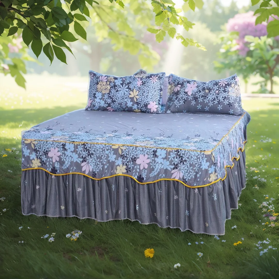 

Luxury Palace Flower Print Bedspread Set with Elegant Flower Print - 3-Piece Set for King/Queen/Double Beds (1.5/1.8/2M