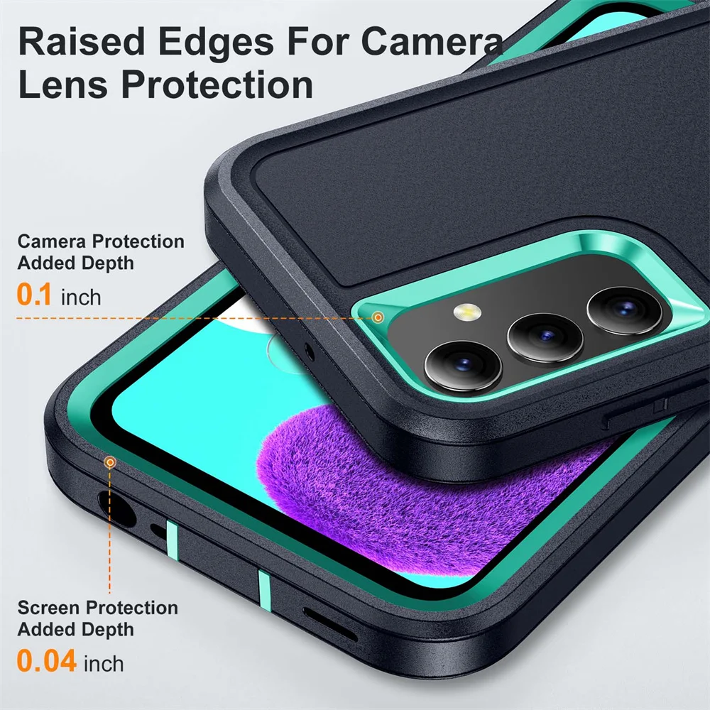 3-in-1 Hybrid Shockproof Armor Case with Matte Folding Stand Cover