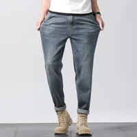 Ankle Length Jeans Pencil Pants Man Harem Spring Autumn Fashion Plus Size 42 44 46 Taglia Grande Denim Cowboy Elastic Trousers 2
