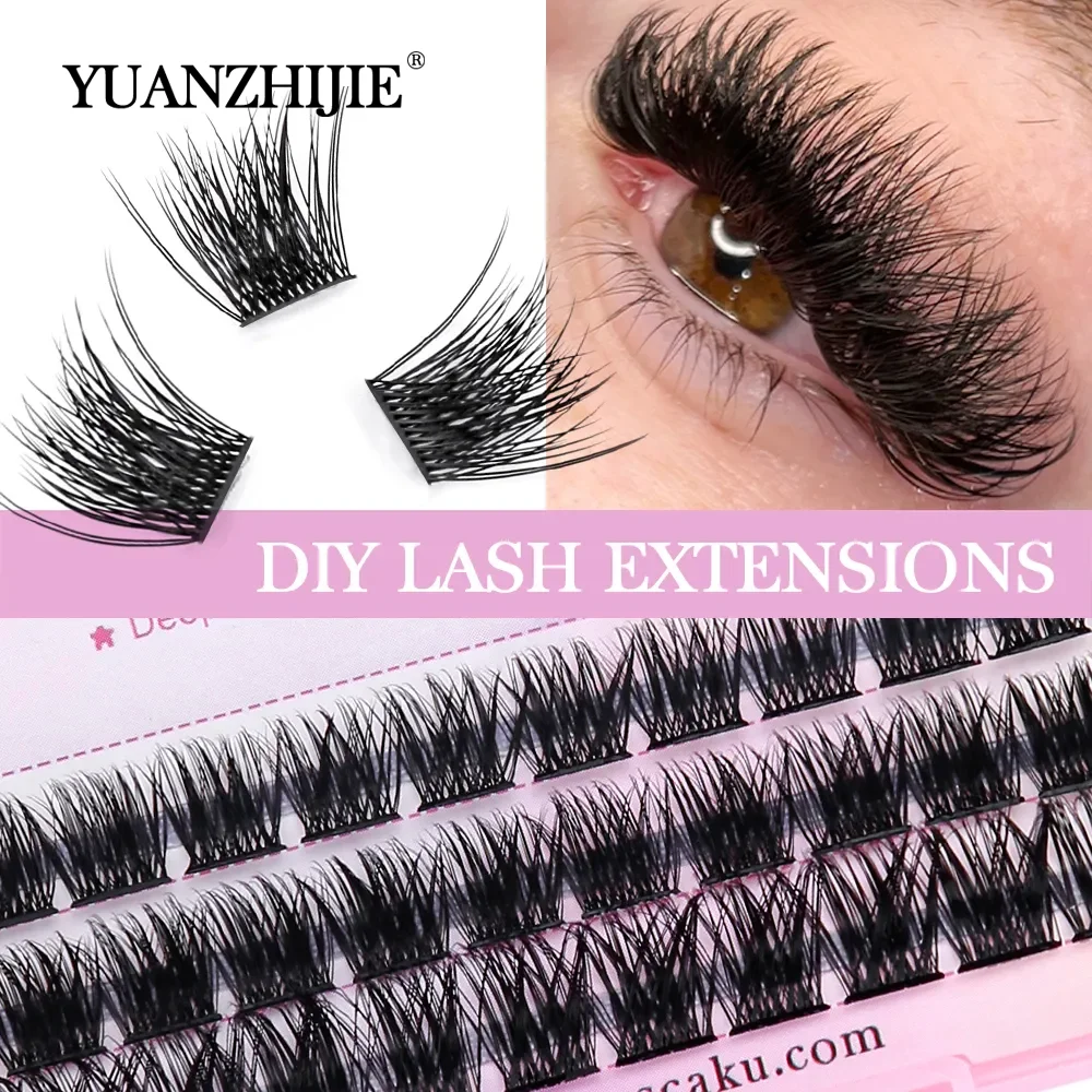 YUANZHIJIE Wholesale Soft Ribbon Segmented False Bundles Eyelashes DIY Individual Clusters Lash Extensions Faux Mink Lashes