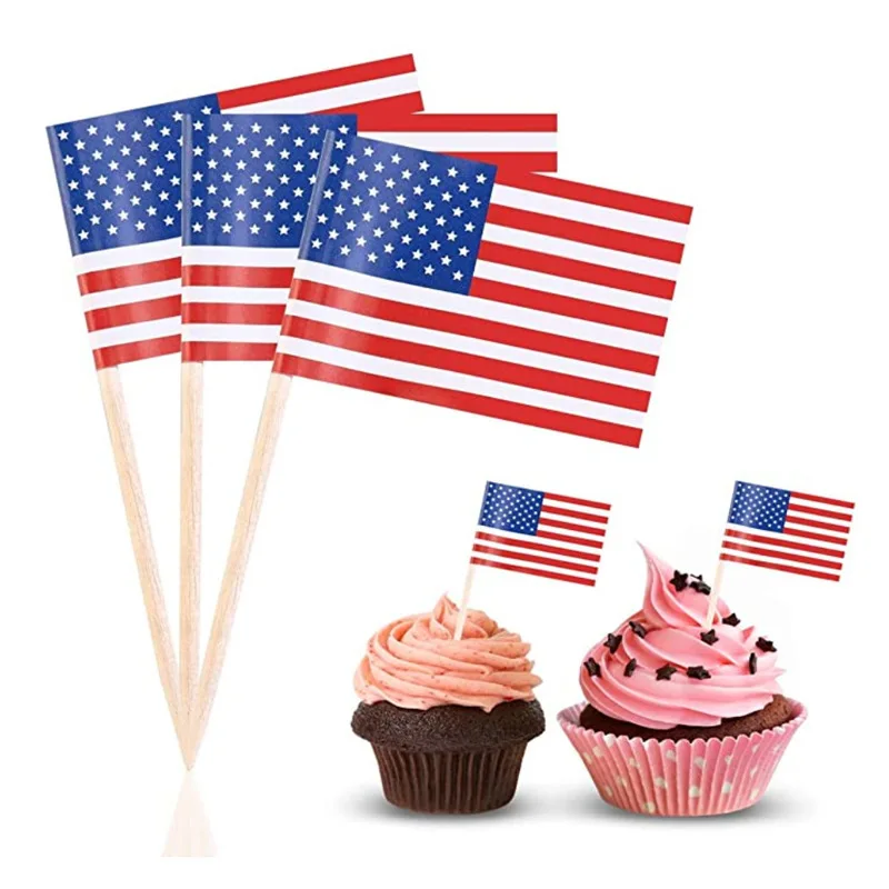 100pcs Ukraine Flag Cupcake Toothpick Ukrainian Flags Cocktail Food Flags Decorations For UNR National Day Party Decors