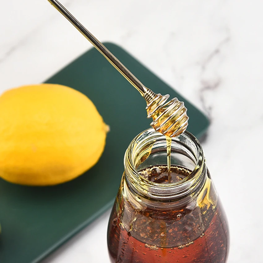 

5pcs kitchen Tools Double Ended Metal Mixing Honey Jam Stick Spring Spoon 304 Stainless Steel Honey Dipper Stick