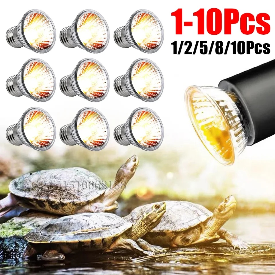 1-10Pcs 25/50/75W UVA+UVB Reptile Lamp Bulb Turtle Basking UV
