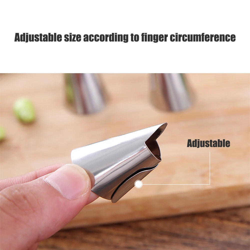 Description Picture 4 of item5pcs Home Stainless Steel Kitchen Cutting Protection Tools Finger Protectors Peanut Sheller Vegetable Nuts Peeling Finger Guard