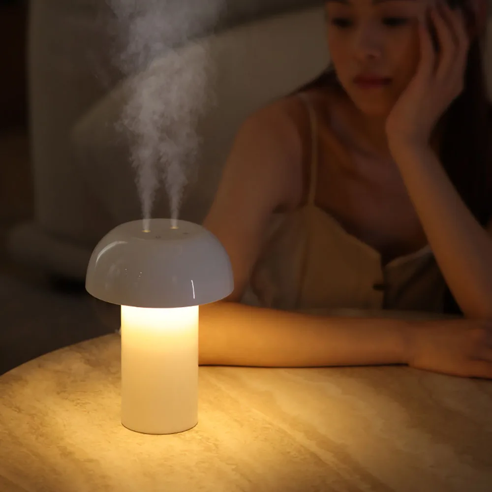 Mushroom Table Lamp Humidifier USB Charging Dimming Night Light Aromatherapy Machine Room Sprayer Atmosphere Light Bedside Lamp