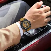 POEDAGAR luxe haut hommes montre-bracelet Quartz Original en cuir hommes montres Date chronographe étanche lumineux homme montre mâle + boîte 5