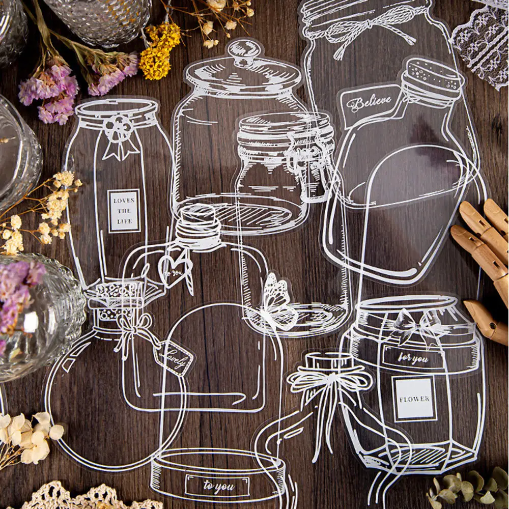 Bookmarks Stationery Supplies 20pcs Transparent Dried Flower Decorative Stickers Scrapbook