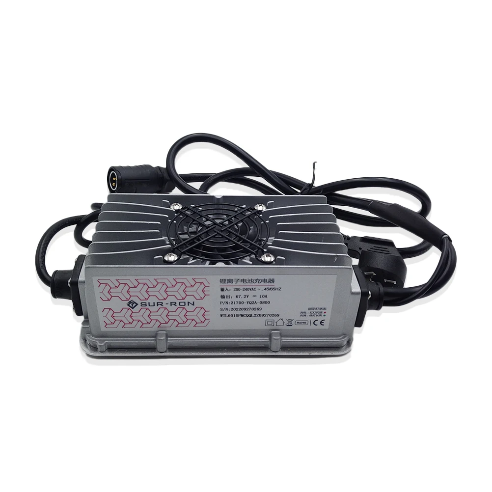 OLOMM premium silent silver metal 60V 10A charger for Sur-Ron Light Bee electric off road motorcycle