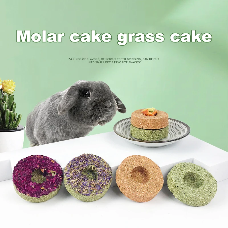 Pet Chew Toys Bunny Teeth Grinding Toy Natural Small Animal Handmade Grass Cake Hamster Rabbit Treats